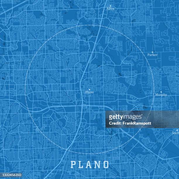 plano tx city vector road map blue text - plano texas stock illustrations