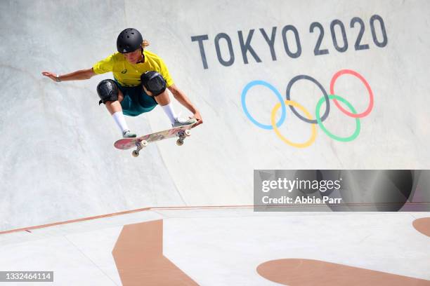 Keegan Palmer of Team Australia competes during the Men's Park Prelims on day thirteen of the Tokyo 2020 Olympic Games at Ariake Urban Sports Park on...