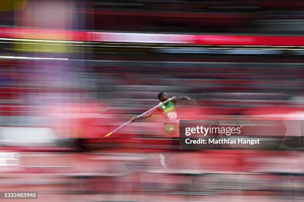 Lindon Victor of Team Grenada competes in the Men's Decathlon Javelin on day thirteen of the Tokyo 2020 Olympic Games at Olympic Stadium on August...