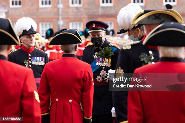 Prince Richard, Duke of Gloucester attends the Founder's Day Parade at Royal Hospital Chelsea on August 05, 2021 in London, England. The event, which...