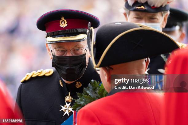 Prince Richard, Duke of Gloucester attends the Founder's Day Parade at Royal Hospital Chelsea on August 05, 2021 in London, England. The event, which...