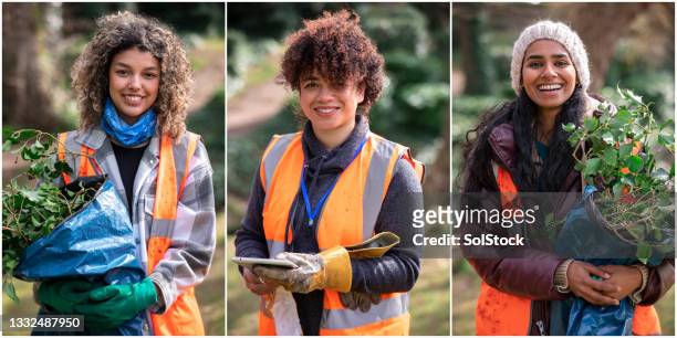 collage de bénévoles écologistes - drive for diversity combine photos et images de collection