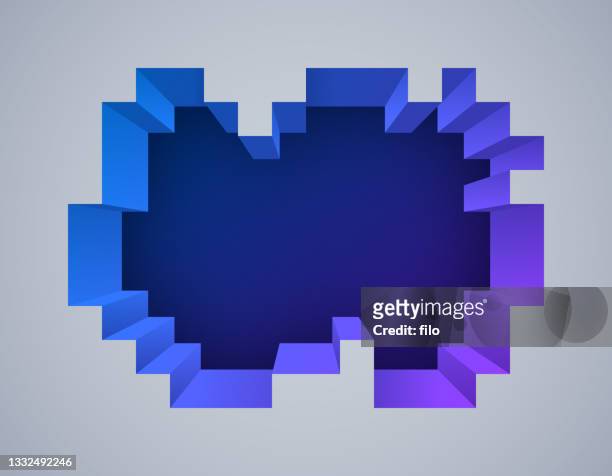 pixeltiefe 3d abstrakter hintergrund - three dimensional stock-grafiken, -clipart, -cartoons und -symbole