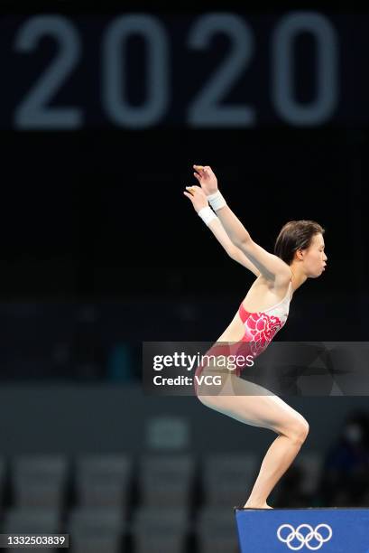 Chen Yuxi of Team China competes in the Women's 10 m Platform Final on day thirteen of the Tokyo 2020 Olympic Games at Tokyo Aquatics Centre on...