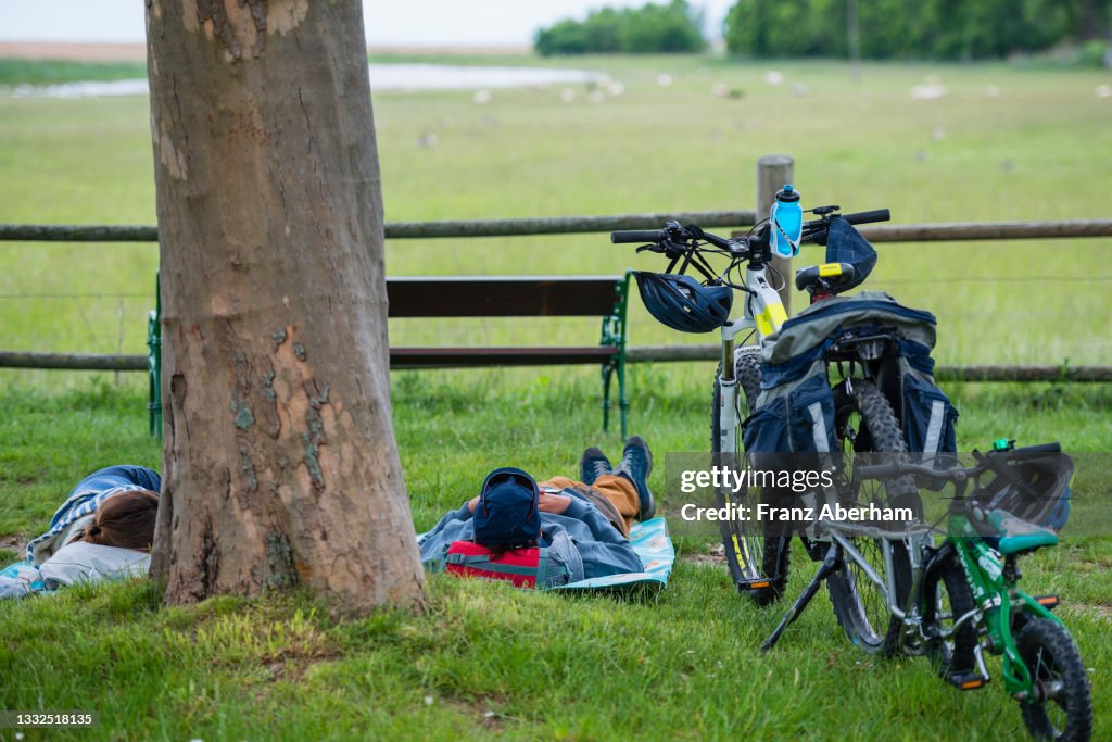 Cyclists taking a rest