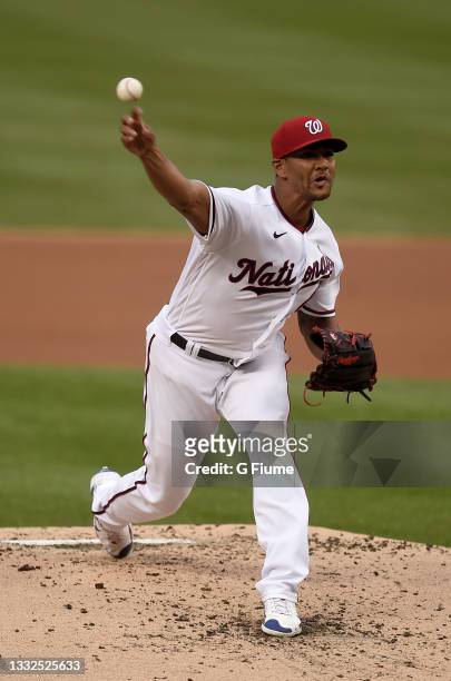 Joe Ross of the Washington Nationals pitches against the Chicago Cubs at Nationals Park on July 31, 2021 in Washington, DC.