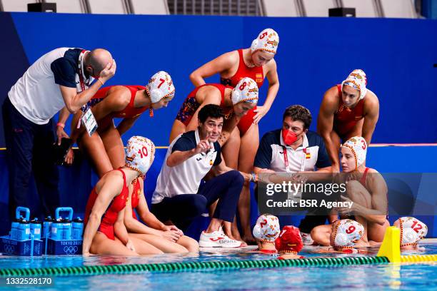 Angel Andreo Gaban of Spain, Clara Espar of Spain, Roser Tarrago Aymerich of Spain, Head Coach Miguel Oca Gaia of Spain, Maria Del Pilar Pena of...