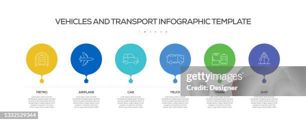 vehicles and transport related process infographic template. process timeline chart. workflow layout with linear icons - tractor driver stock illustrations