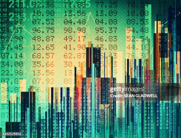 abstract digital data numbers - cifras financieras fotografías e imágenes de stock