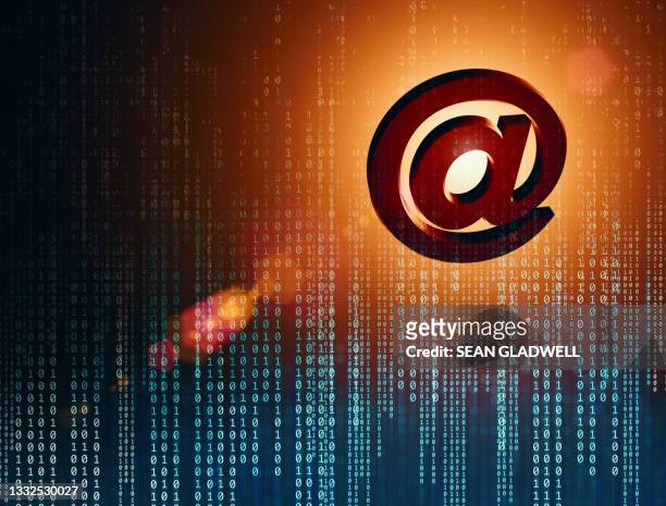 email symbol and binary code - text alert stock pictures, royalty-free photos & images