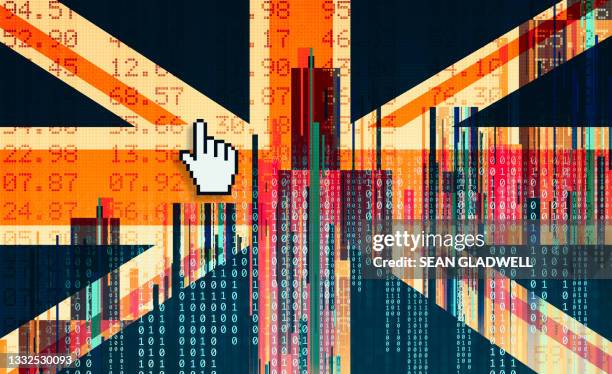 data and british flag - austerity imagens e fotografias de stock