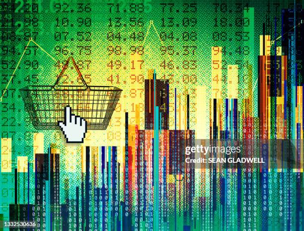 digital financial composite illustration - aerial views of british columbias capital ahead of gdp figures stockfoto's en -beelden