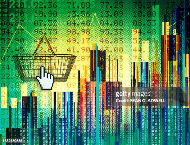 digital financial composite illustration - consumerism stock pictures, royalty-free photos & images