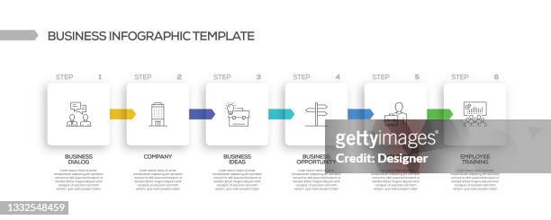 business related process infografikvorlage. prozesszeitleistendiagramm. workflow-layout mit linearen symbolen - präsentation layout stock-grafiken, -clipart, -cartoons und -symbole