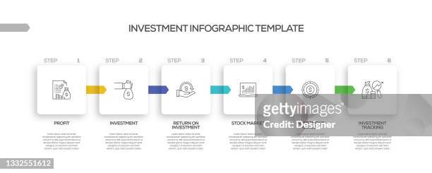 investment related process infographic template. process timeline chart. workflow layout with linear icons - mutual fund stock illustrations