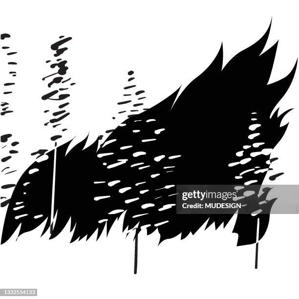 black white forest fire landscape - forest fire stock illustrations