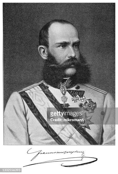 portrait of franz joseph i or francis joseph i, emperor of austria, king of hungary, croatia, and bohemia - emperor stock-fotos und bilder
