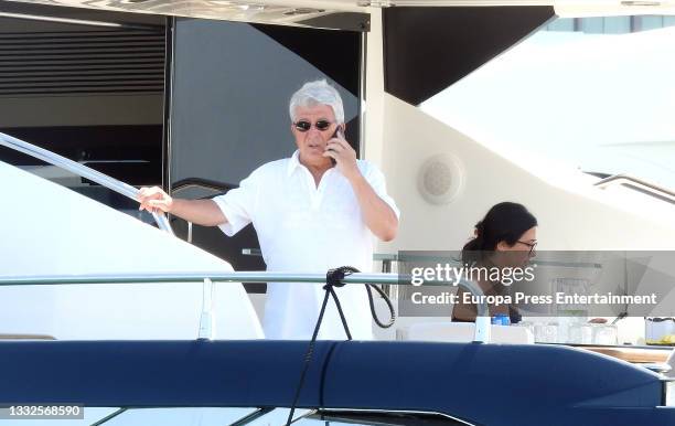 Enrique Cerezo is seen on a boat on August 5 in Ibiza, Balearic Islands, Spain.