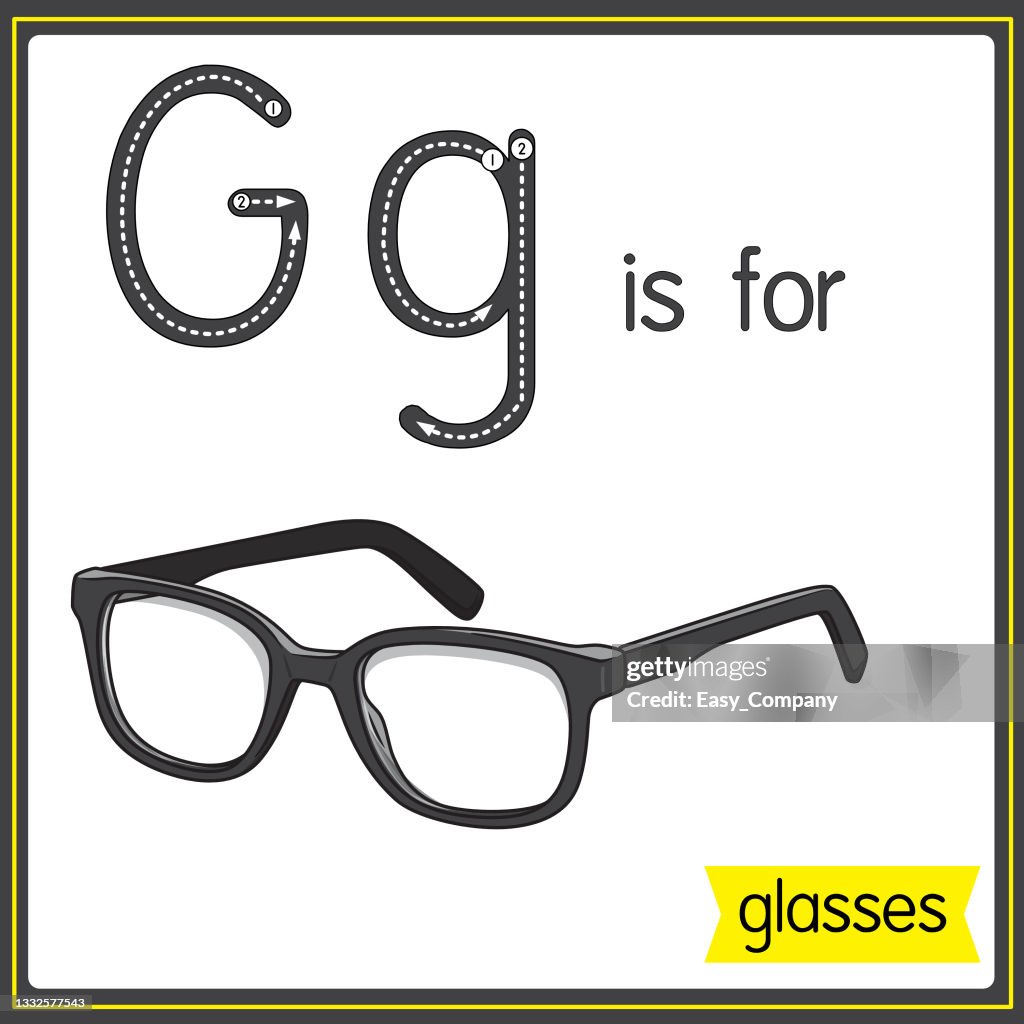 Vector illustration for learning the alphabet For children with cartoon images. Letter G is for glasses.