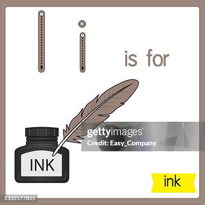 I For Inkpot Vector Illustration For Learning The Alphabet For Children With Cartoon ...