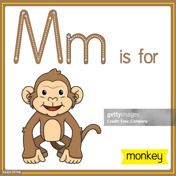 vector illustration for learning the alphabet for children with cartoon images. letter m is for monkey. - macaque stock illustrations