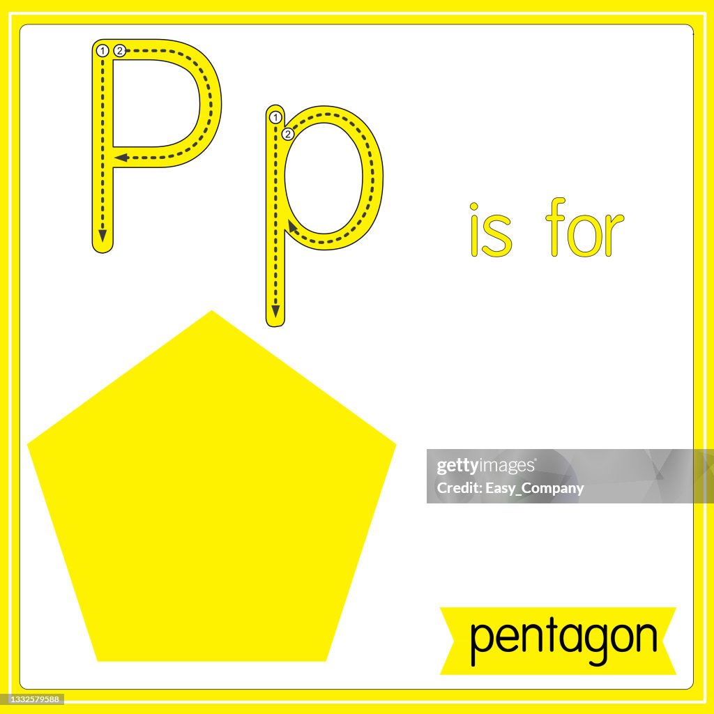 Vector illustration for learning the alphabet For children with cartoon images. Letter P is for pentagon.