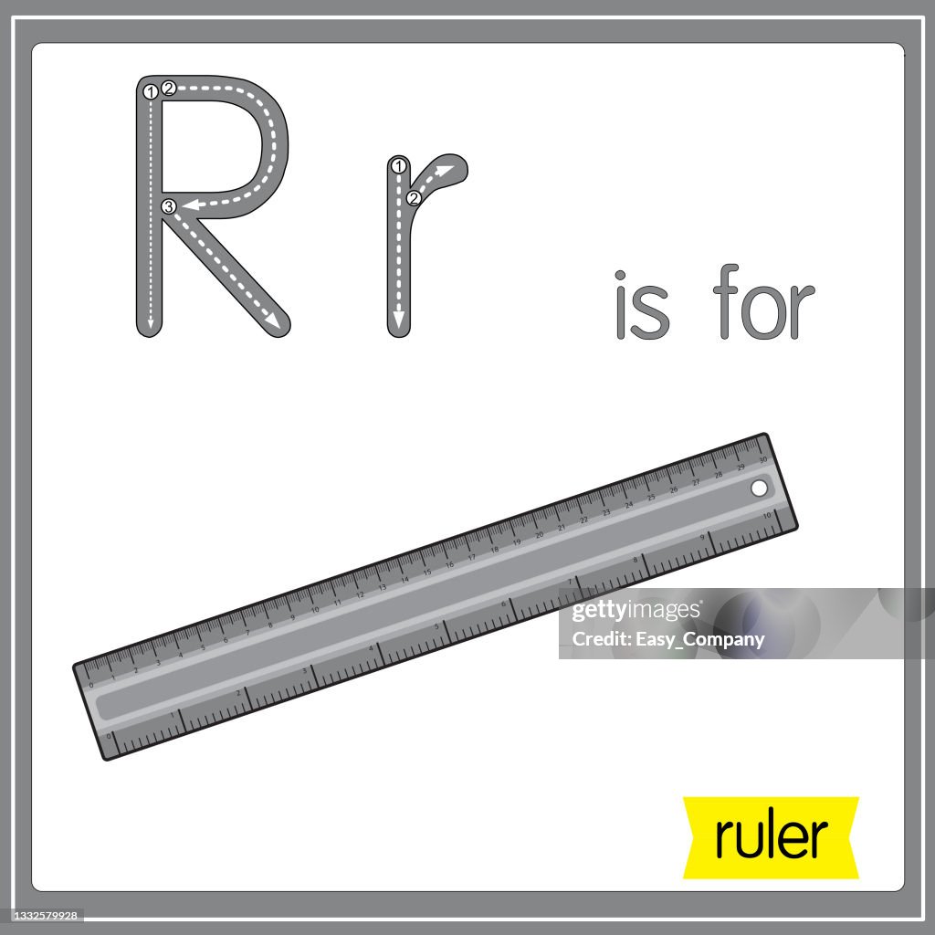 Latter R As A Ruler Vector Illustration For Learning The Alphabet For Children With Cartoon ...