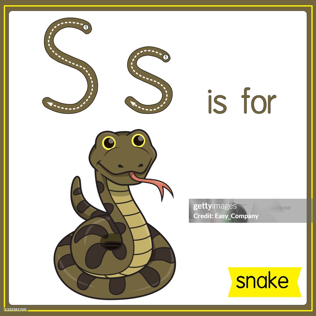 Snake Letras Vector Illustration For Learning The Alphabet For Children With Cartoon ...