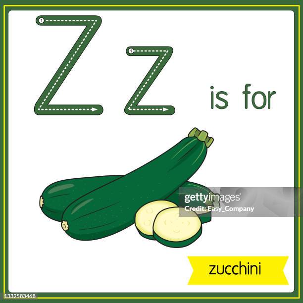 vector illustration for learning the alphabet for children with cartoon images. letter z is for zucchini. - courgette stock illustrations