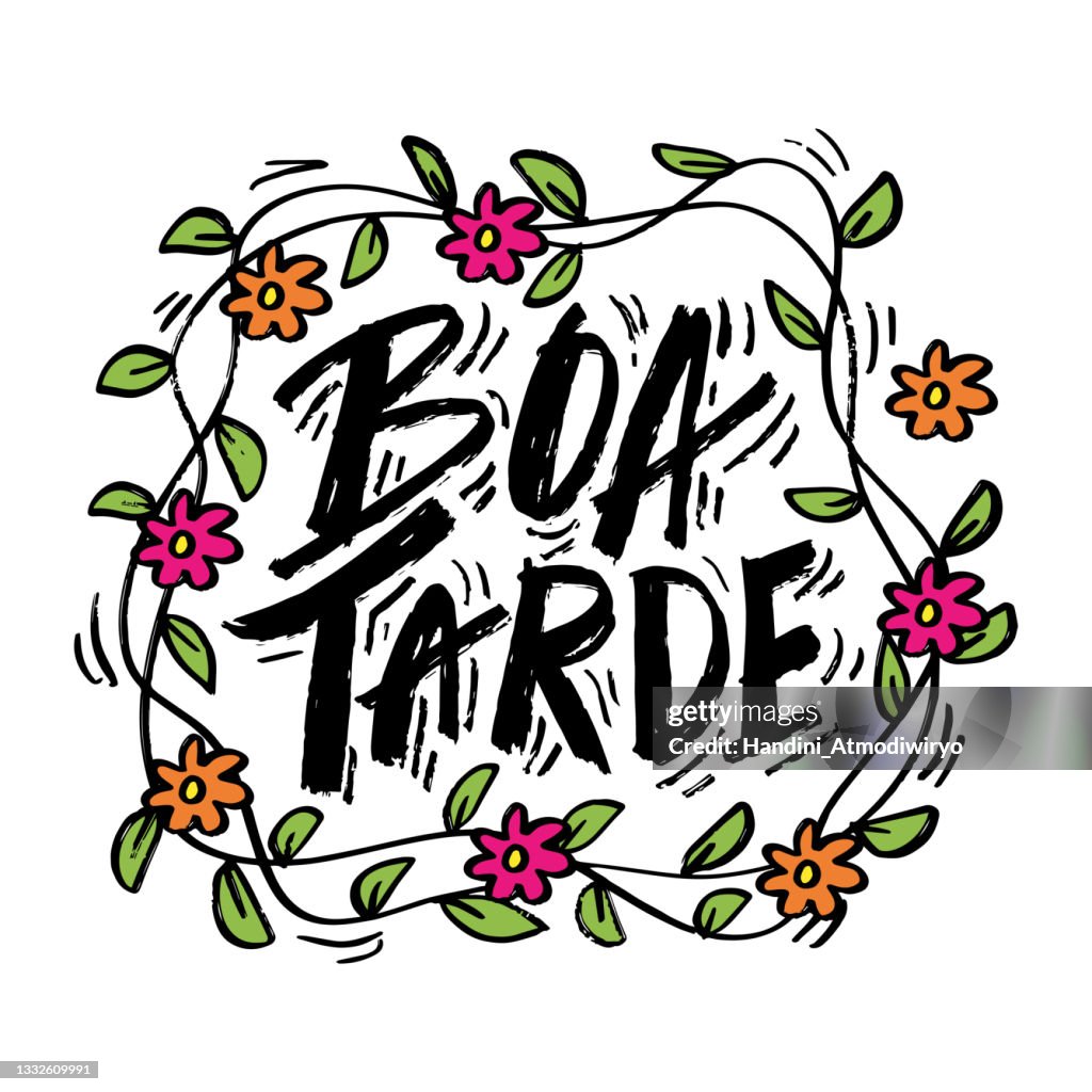 Boa Lettering Name Boa Tarde Hand Lettering Brazilian Greeting Card Design High-Res Vector ...