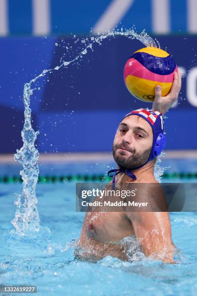 Paulo Obradovic of Team Croatia in action during the Men's Classification 5th-8th match between Montenegro and Croatia on day fourteen of the Tokyo...