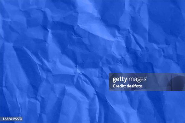 stockillustraties, clipart, cartoons en iconen met empty blank bright vibrant blue coloured old crumpled creased recycled paper horizontal vector backgrounds - gerimpeld