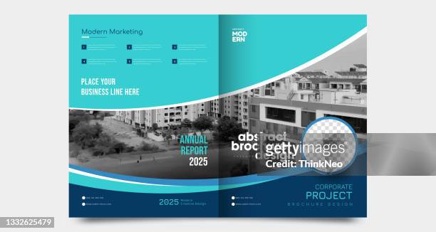 corporate business brochure template - magazine cover stock illustrations