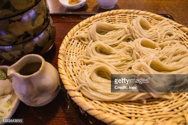 togakushi soba noodle - soba stock pictures, royalty-free photos & images