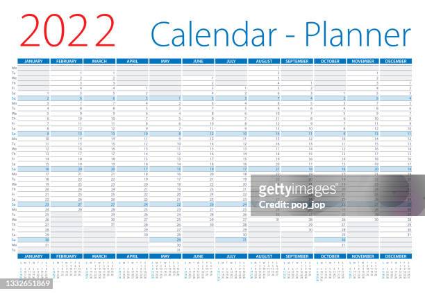 2022 calendar planner. vector illustration. - personal organizer stock illustrations