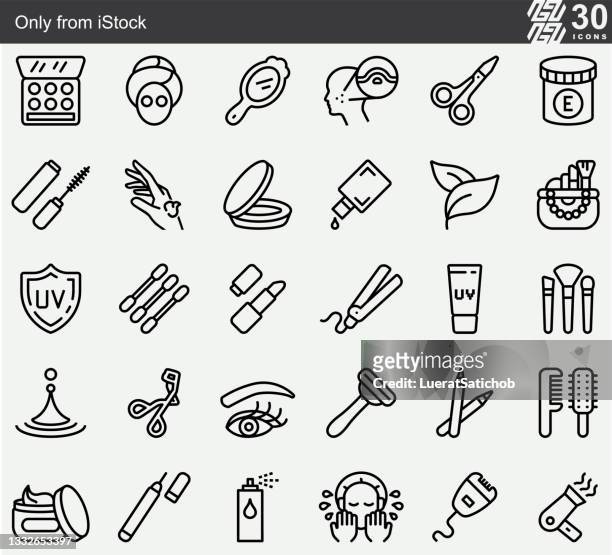 cosmetic women line icons - plastic surgery stock illustrations