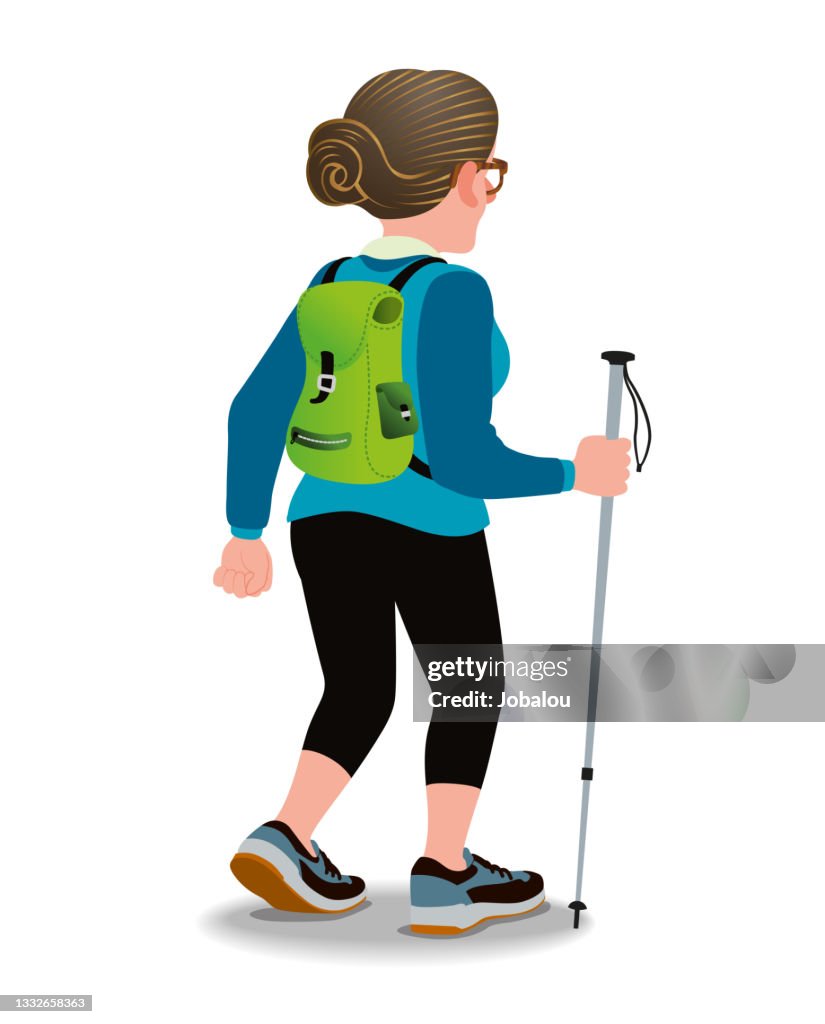 Abuela moderna y deportiva Senderismo