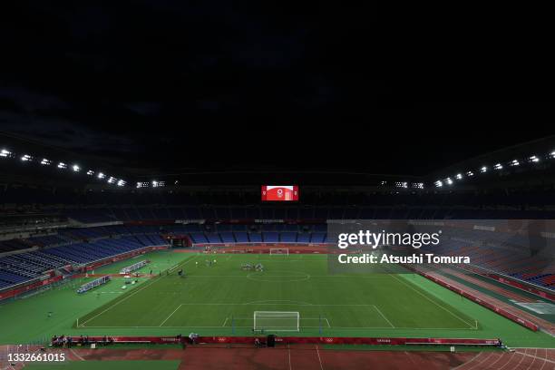 General view inside the stadium during the Women's Gold Medal Match between Canada and Sweden on day fourteen of the Tokyo 2020 Olympic Games at...