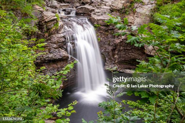 crianlarich, stirling, scotland, uk. 14 july 2021. view of falls of falloch. - stirling scotland stock pictures, royalty-free photos & images