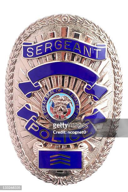 sergeant police badge in frontal view - sheriff badge stock pictures, royalty-free photos & images