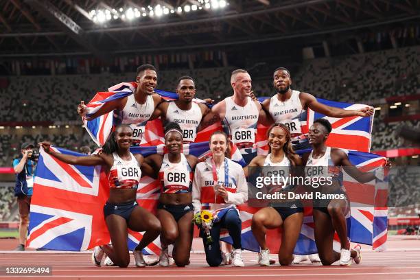 Asha Philip, Imani Lansiquot, Dina Asher-Smith, Daryll Neita, Chijindu Ujah, Zharnel Hughes, Richard Kilty and Nethaneel Mitchell-Blake and Laura...