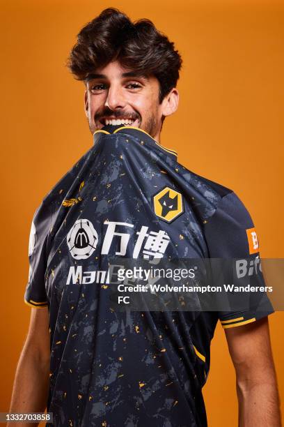 Francisco Trincao of Wolverhampton Wanderers poses for a portrait in the 2021/22 Away Kit on Wolverhampton Wa Media Day at Molineux on August 03,...