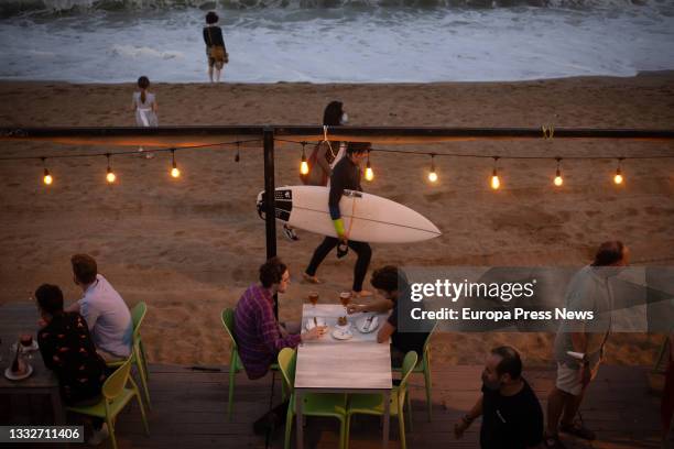 The terrace of a restaurant, in front of the Barceloneta beach, on August 4 in Barcelona, Catalonia, Spain. Barcelona faces a tourist season this...