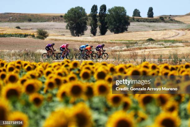 Mario Aparicio Muñoz of Spain and Team Burgos - BH, Hugh Carthy of United Kingdom and Team EF Education - Nippo, Pablo Sevilla Diego of Spain and...