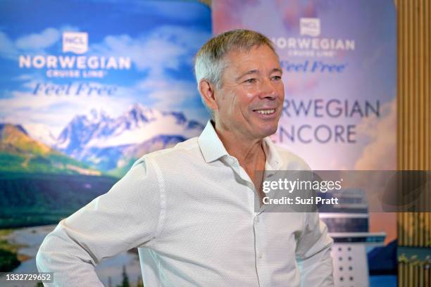 John Binkley, president of Ward Cove Dock Group, LLC, attends Norwegian Cruise Line’s Great Cruise Comeback Press Panel on August 06, 2021 in Seattle...