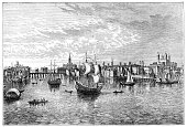 London River Thames 1550 full of ships and boats