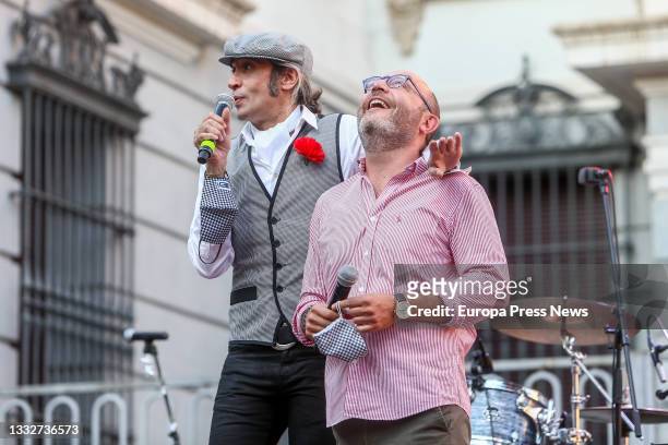 The singer, composer, writer and actor Mario Vaquerizo with Jose Fernandez, councilman of the Centro district of the city of Madrid, during the...