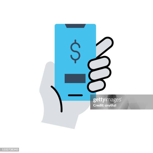 mobile banking flat icon. flat design vector illustration - iphone template hand stock illustrations