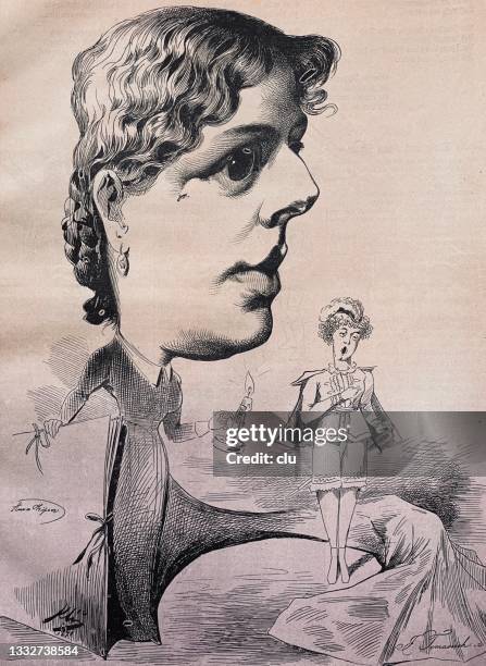 actress creating space for another actress' performance - theatre germany actor stock illustrations