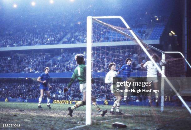 Pat Nevin of Chelsea scores a goal during the Canon League Division Two match between Chelsea and Swansea City held on December 6, 1983 at Stamford...